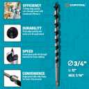 3/4 x 12 Inch Auger Drill Bit for Wood, Soft and Hard Wood Plastic with 3/8 Inch Hex Shank