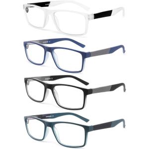 Blue Light Blocking Reading Glasses 4 Pack Computer Readers for Women Men,Anti Glare UV Ray Filter Eyeglasses… (4mix colors, 0.75)