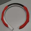 Quick Install Sporty Suede Leather Steering Wheel Cover with Red Top Trim Universal fit Any 14½" to 15" Car SUV Pickup Steering Wheel