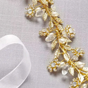 Bridal Hair Comb Crystal Flower Vine Wedding Hair Pieces Rhinestones Pearl Wedding Headbands,Handmade Bridal Hair Pieces Prom Hair Accessories Gold (1)