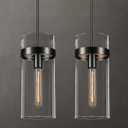 6 Inch Black Pendant Lights Kitchen Island 2 Pc, Modern Kitchen Pendant Lights,Glass Kitchen Pendant Lighting,Large Island Lights Lighting, for Bathroom,Bedroom,Dinning,Includes Bulb, black pendant lights 001