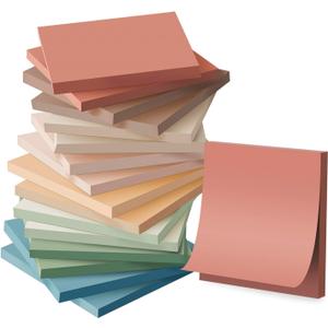 (16 Pack) Sticky Notes 3x3, Vintage Colors, Sticky Pads, Recyclable, Easy to Stick for Home, Office, Notebook