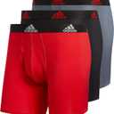 adidas Men's Microfiber Boxer Brief, Performance Boxer Briefs Underwear Pack for Men (Medium, Scarlet Red/Black/Onix Grey/P)