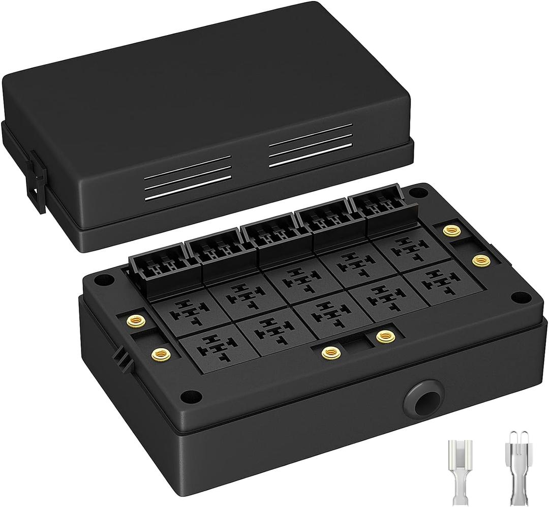 DAIERTEK Fuse Relay Box 12V Automotive 10 Slots Relay Holder 15 Slots ATC/ATO Fuse Holder Universal Fuse and Relay Box Block for Automotive Truck Marine Boat