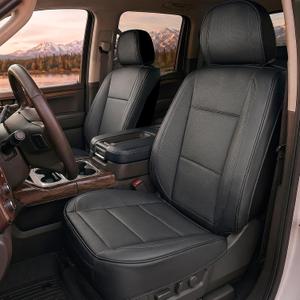 Custom Fit Seat Covers for Chevrolet Silverado & GMC Sierra 1500 2500HD 3500HD (2007-2026), Breathable Waterproof Premium Nappa Leather Full Set, Full Coverage, Airbag Compatible, Black