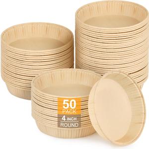 ZORRITA 50 Pcs Mini Tart Pans for Baking, 4 Inch Disposable Paper Pie Pans for Individual Small Pies, Tarts, Quiche, Cakes, Breakfast Sandwiches, Desserts, Cinnamon Rolls