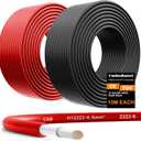 Oududianzi 2x50 Feet Solar Panel Wire, 10AWG Solar Wire Tinned Copper 10 Gauge PV Cable, for Outdoor Automotive RV Solar Panels Boat Marine (50FT Red + 50FT Black)