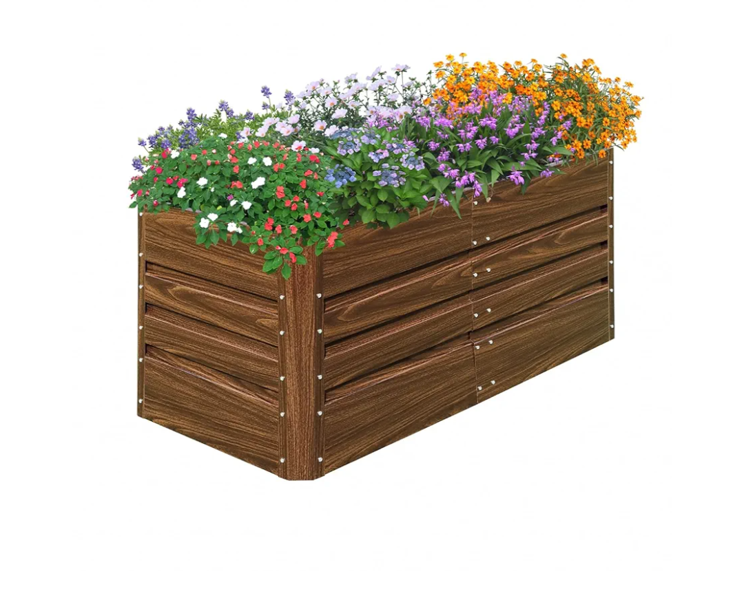 SnugNiture 4x2x2FT Raised Garden Bed Galvanized Planter Garden Boxes Outdoor, Deep Root Planter Raised Bed for Vegetables Flowers Herbs,Brown