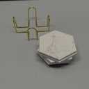 6 Pack Cute Marble Absorbent Stone Coaster Set with Holder Cool Cork Coster Modern White Ceramic Coasters Bar Desk Cup Drink Coasters Funny Coffee Table Decor Kitchen Unique Coster posavasos (Gray)