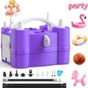 Electric Balloon Pump, 4-in-1 Balloon Blower with Triple Inflating Ports for All Balloons, Air Pump for Sports Balls, Inflator& Deflator for Inflatables (Dust-Proof Storage Bag Included) (Purple)