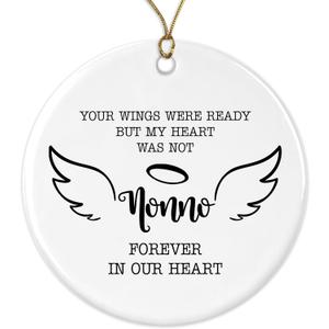 GavinsDesigns Loss of Nonno Remembrance Ornament Christmas Sympathy Condolence - Angel Wings Remembering Nonno - Your Wings were Ready But My Heart was Not Nonno Forever in Our Heart Both Sides