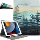 Vimorco Case for iPad 5th/6th Generation, for iPad 9.7 inch 2017/2018, for iPad Air 1/2, Premium Leather Protect Smart Covers,Pencil Holder, Adjustable Stand with Auto Wake/Sleep, Green Forest