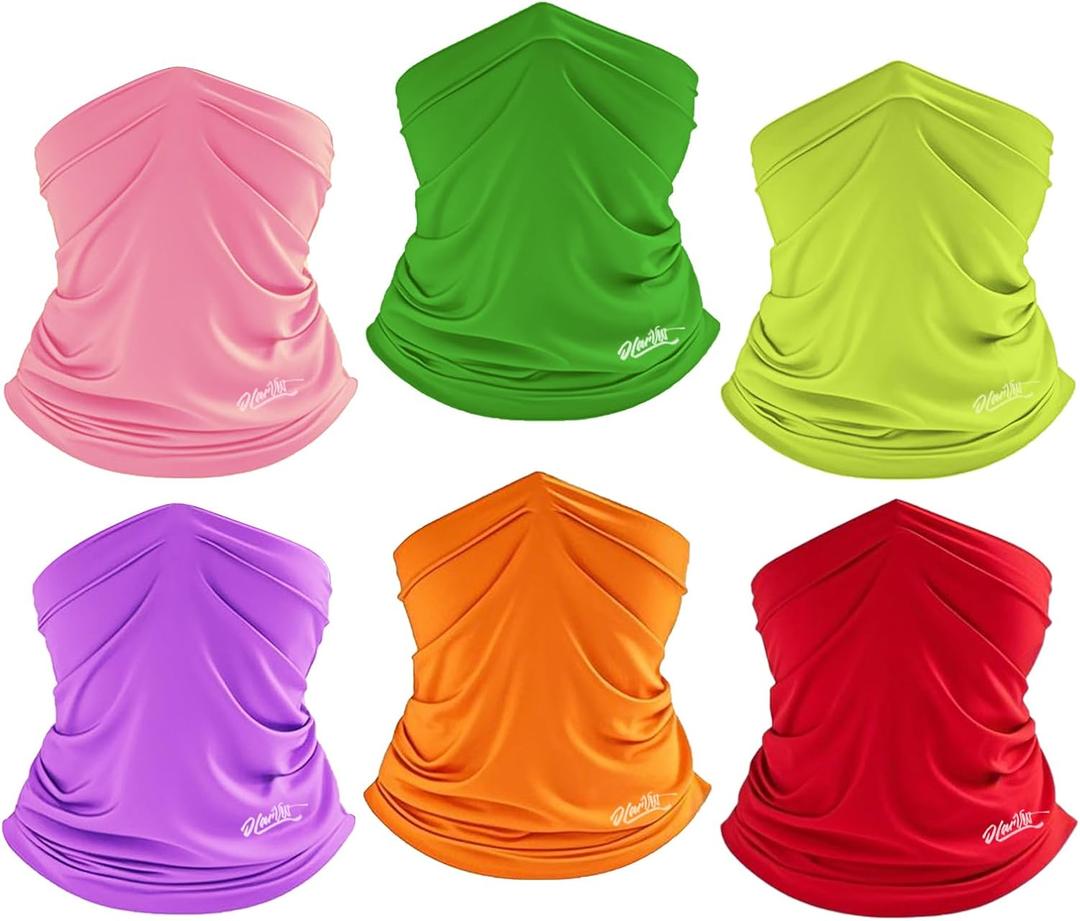 6 Pack Sun Cooling Neck Gaiter Face Mask UV Scarf Breathable Bandana for Men/Women