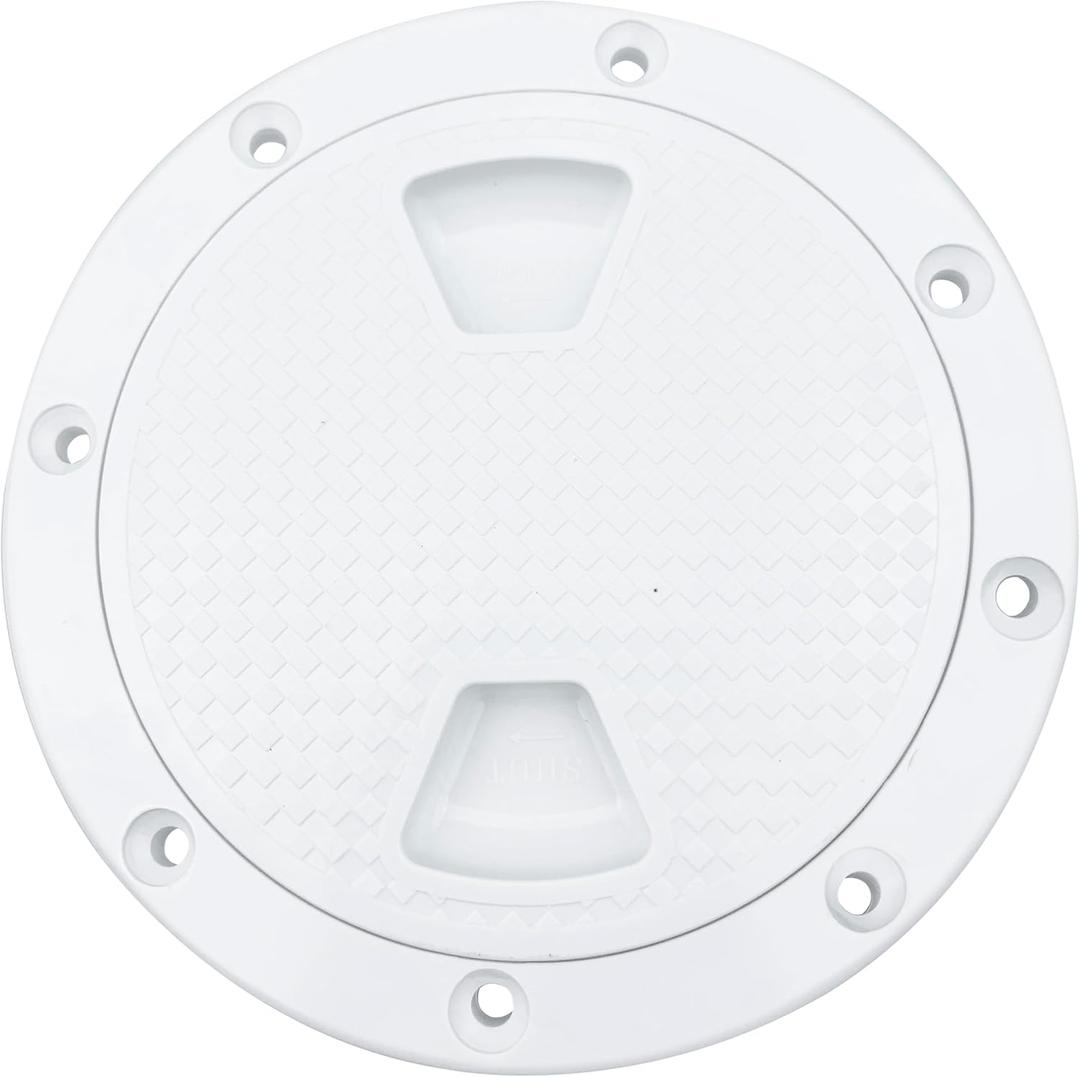 8 Inch Boat Round Inspection Deck Plate Hatch with Detachable Cover and Pre-drilled Holes, Water Tight for Kayak RV Marine Boat Yacht Outdoor Installations (White)