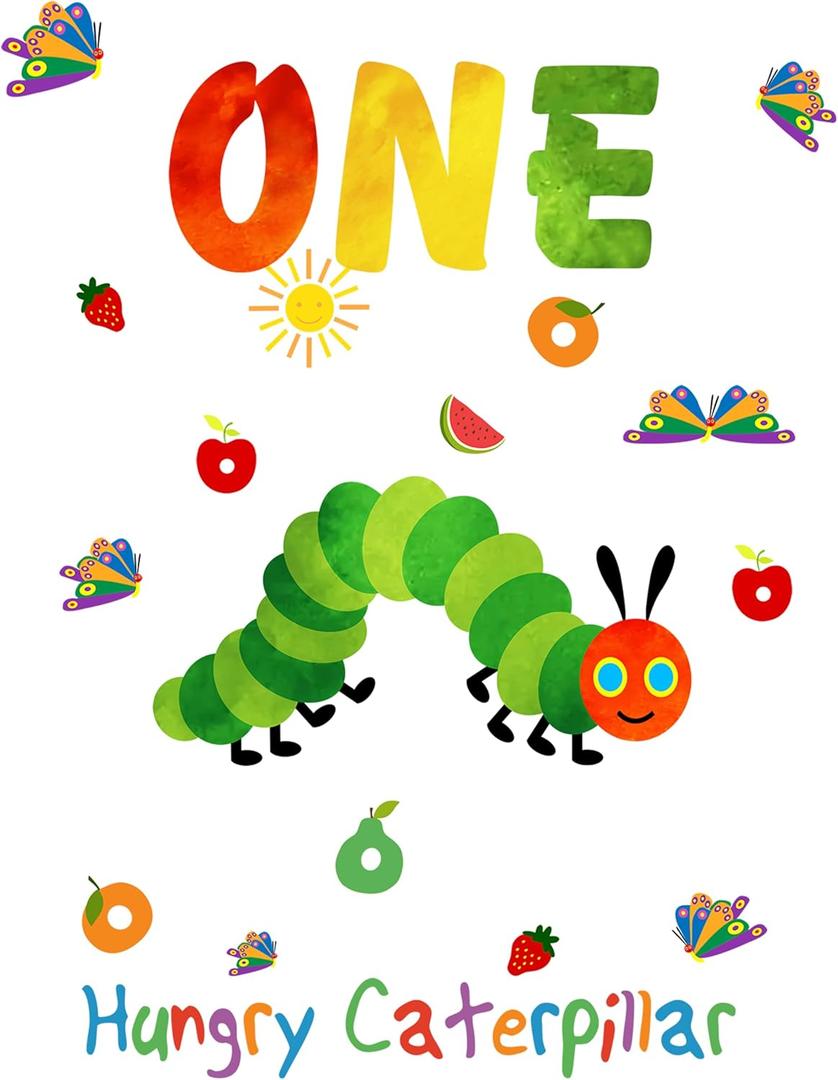 Hungry Caterpillar First Birthday Party Supplies Decorations Kit: Caterpillar & Fruit Sign Stickers, Balloon Arch Decals for Boys and Girls