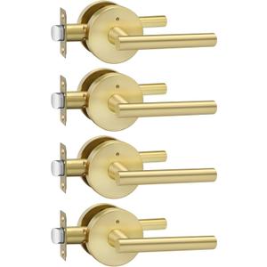 Haidms 4 Pack Gold Door Handles - Brushed Gold Interior Door Lever for Bathroom and Bedroom, Privacy Door Handle, Heavy Duty Modern Style