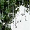 OuMuaMua 32 Pcs Glass Raindrop Christmas Ornaments Crystal Teardrop Hanging Ornaments Clear Chandelier Drop Pendant Decorations for Christmas Tree Winter New Year Party Supplies Home Decor