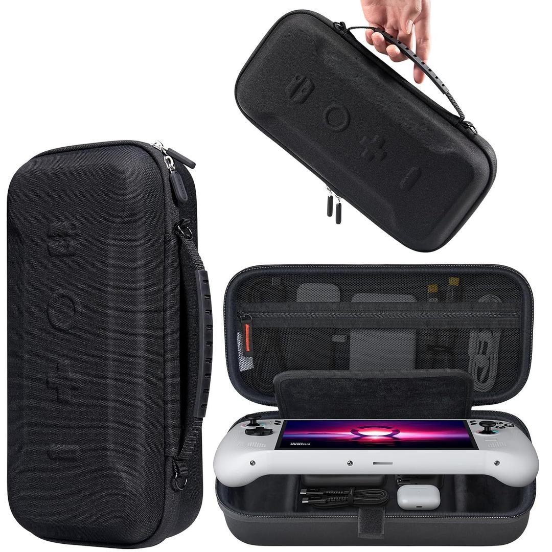JSAUX Carrying Case for Lenovo Legion Go / Go S / Go 2, Large Capacity Hard Travel Pouch, Screen Protector Cover with Hand Grip, Storage Bag for Console, Controllers and Dock  Black