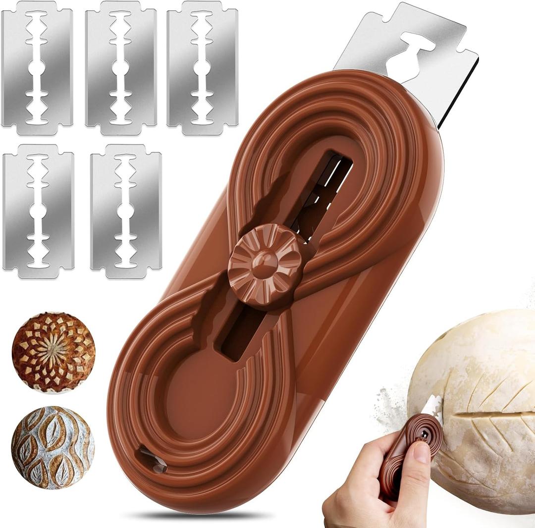 Bread Lame Dough Scoring Knife, Bread Scoring Tool,Upgraded Retractable & Magnetic Design, Anti-Slip Handle Professional Sourdough Tool for Homemade Sourdough Bread with 5 Blades