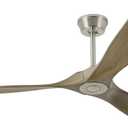 Ceiling Fan With Remote and Wall Control, 60 inch Wood Ceiling Fan with 3 Walnut Blades, 6 Speeds 3 Smart Timer Reversible DC Motor, Indoor/Outdoor Farmhouse Ceiling Fan for Bedroom Patios