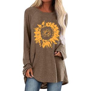 Locryz Women Tunic Tops for LeggingsGraphic Print Shirt Casual Long Sleeve Tunics Blouse (L)