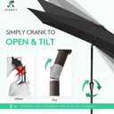 JEAREY 6.5x10ft Olefin Rectangular Patio Umbrella, Rectangle Outdoor Umbrellas with Auto Tilt Crank System, Market Table Umbrella UV Protection Fade-Resistant for Pool Deck Garden Yard, Black