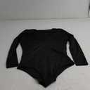 Women's Low Cut Bodysuit Sexy Leotards Deep V Neck Long Sleeve Body Suits Tops, L