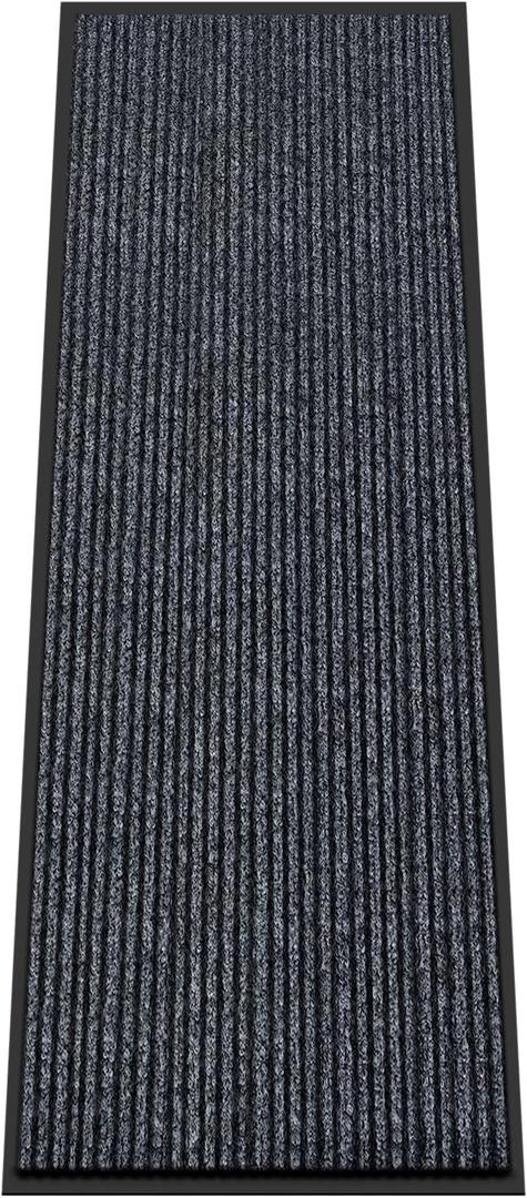 Kuyal Front Door Mat, 2'x6' Indoor Outdoor Entrance Mat, Commercial Floor Mats Inside Outside Entrance, Heavy Duty Durable Welcome Mats, Rubber Backing Non Slip Outdoor Mats for Entryway,Dark Gray