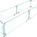 Fire Pit Wind Guard - 41.5" x 11.5" x 6" Rectangular Fire Pit Glass Wind Guard for Outdoor Fire Pit Table, Thick & Durable Tempered Glass w/Hard Aluminum Corner Brackets, Easy Assembly