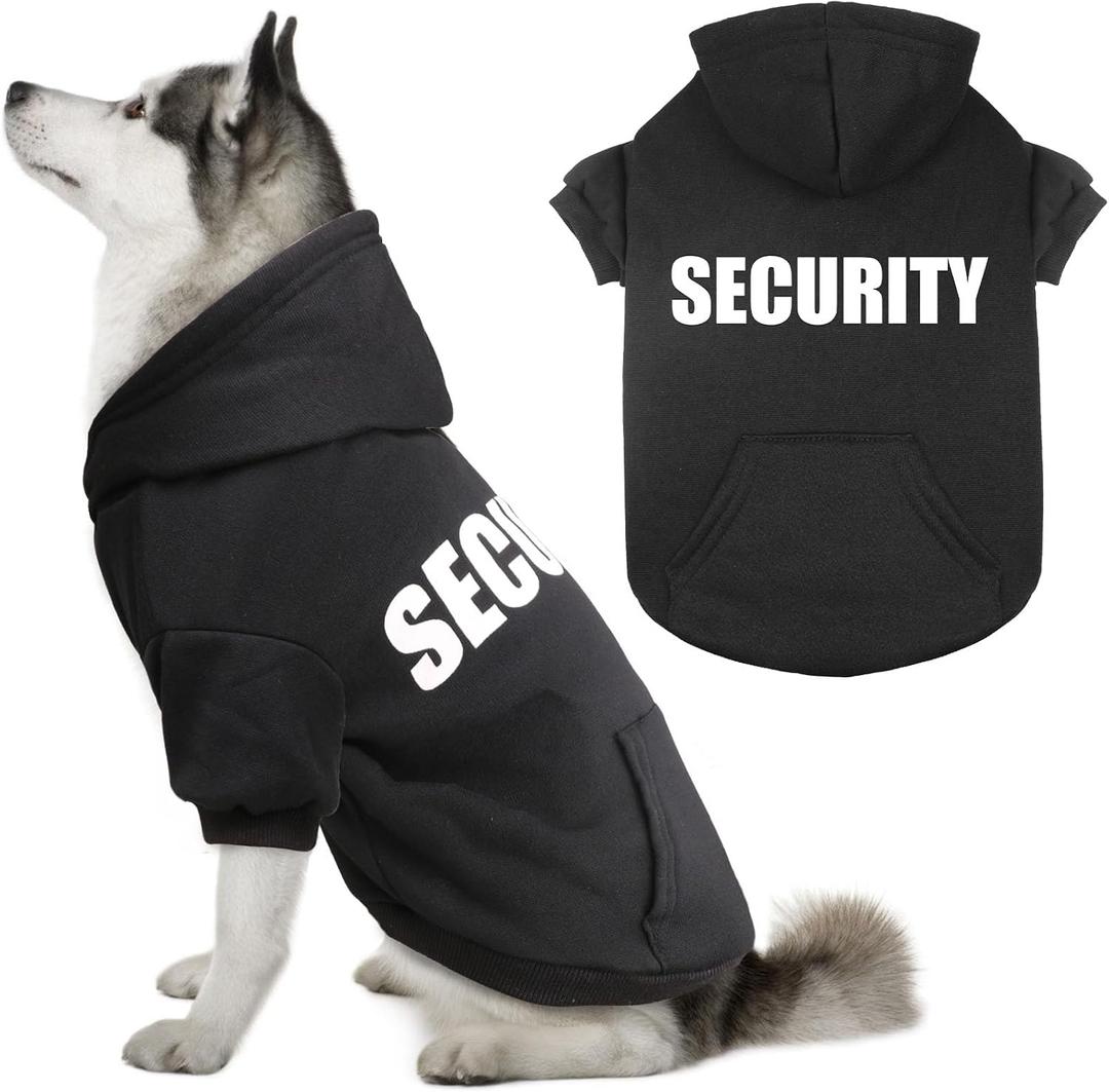 Dog Sweaters for Large Dogs Security Dog Hoodie Pet Sweater Soft Brushed Fleece Pet Clothes Hoodie Sweatshirt with Pocket(XXL)