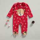 6 x One opening Newborn Baby Boy Girl Zipper Footies Pajamas Pjs Ribbed Solid Long Sleeve Romper Jumpsuits Footed Sleep and Play, Size 60