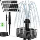 Jutai Solar Fountain Kit Works in Shade Glass,3.5W Solar Water Pump with 2000mAH Battery, Solar Bird Bath Fountain with Sucker and Stake for Garden, Outdoor, Water Feature-16.4ft Power Cord,7 Nozzles (Black)
