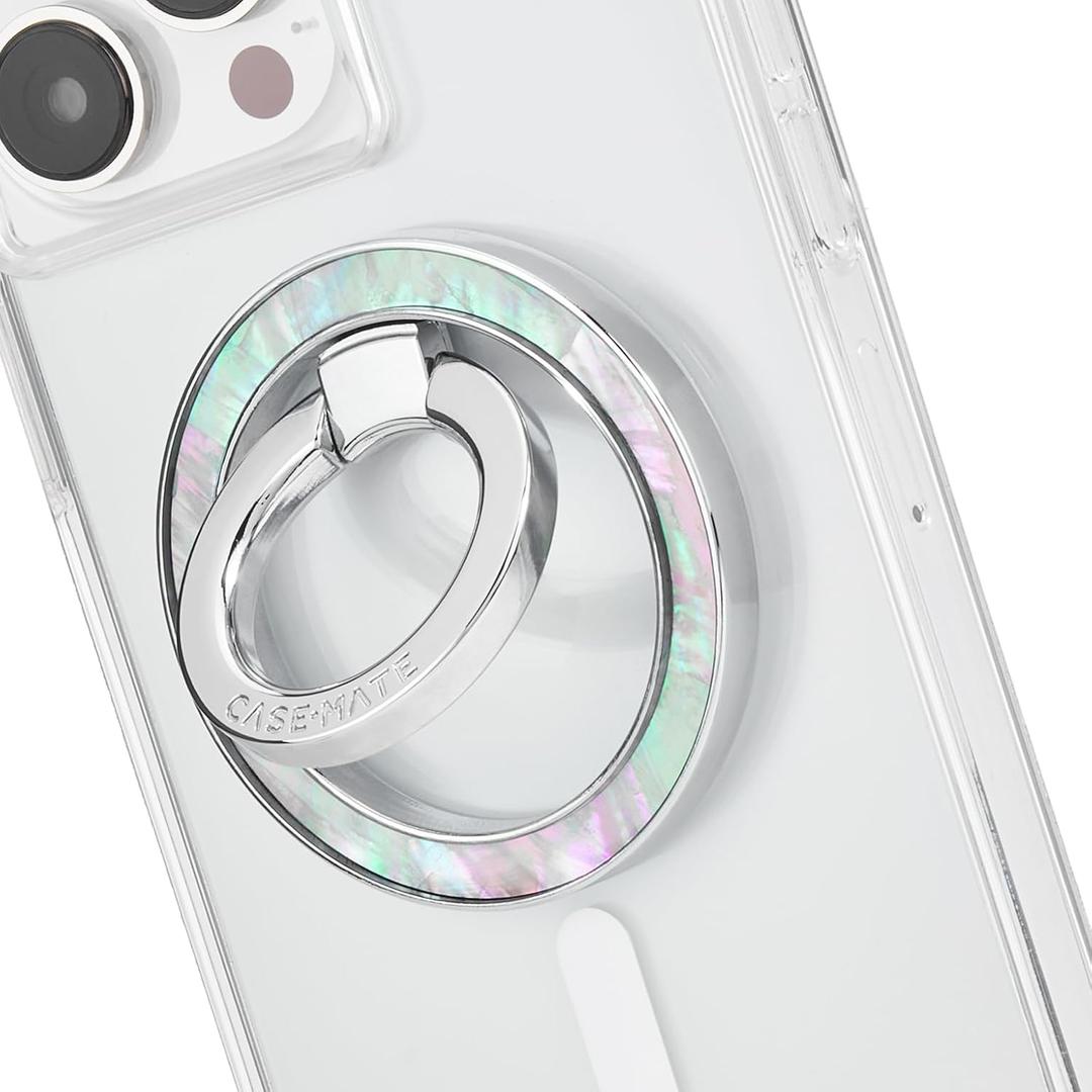 CaseMate Magnetic Phone Ring Holder & iPhone MagSafe Stand  Removable MagSafe Phone Holder for Hand  Thin Collapsible Grip Ring for iPhone 17 Pro Max/16 Pro Max/15/14/13/Pixel 10  Mother of Pearl