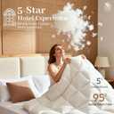 Goose Down Fiber Comforter Queen Size All-Season Hotel Quality Duvet Insert, High Fill Power, Ultra Soft 100% Cotton, Box-Stitched, Breathable, Lightweight Luxurious White Bedding, 90"x 90"