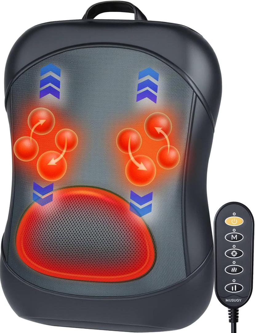 Shiatsu Back Massager with Heat : Up and Down Rolling Massage - Electric Back Massage for Pain Relief Deep Tissue - Lower-Back Massager for Office, Home