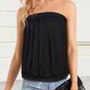 CHICGAL Women's Tube Tops Summer Casual Bandeau Tank Casual Strapless Blouse Off The Shoulder Tunic Shirts 2026 (Black, M)