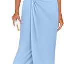 ZESICA Women's 2025 Summer Mock Neck Casual Bodycon Dress Cap Sleeve Elegant Cocktail Party Long Midi Dresses, Sky, Small