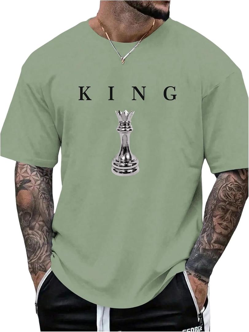 SOLY HUX Men's Graphic Tees Crew Neck T Shirts Short Sleeve T-Shirts Casual Summer Streetwear Mint Green Graphic Medium (M)