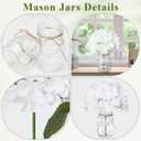 Flowers in Mason Jars for Table, 10 Set Artificial Hydrangea Table Centerpieces Glass Flowers Vases Decor for Home Party Wedding Farmhouse Bridal Shower Graduation Boho Decorative(White)