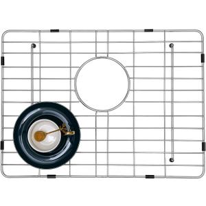 Stainless Kitchen Sink Protector - S304 Sink Grids for Bottom of Kitchen Sink, 23" x 14" with Rear Drain for Single Bowl Kitchen Sink with Corner Radius (Brushed)