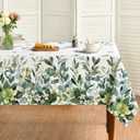 Horaldaily Spring Summer Tablecloth 52x70 Inch Rectangular, Eucalyptus Floral Table Cover for Party Picnic Dinner Decor (Green)
