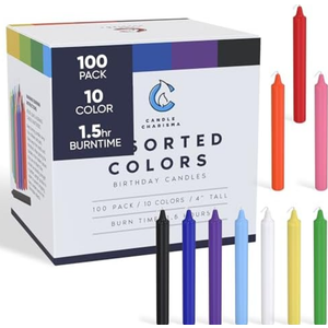 Candle Charisma 100 Multi-Colored Spell Candles - 4" Unscented Paraffin Chime Candles, Smokeless & Dripless Candles, 1.5 Hours Burn Time 0.4" Thick Taper Candles for Rituals, Witchcraft & Parties 4 Pack
