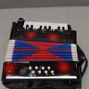 17 Keys Mini Accordion, 8 Bass Button Lightweight Accordion Gift for Beginners, Practice and Educational Musical Instrument (Black)