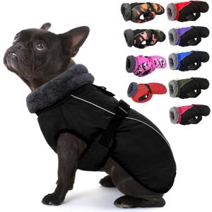 IECOii Extra Warm Coat - Adjustable Dog Jacket Winter Coat with Buckle & Fleece Turtleneck for  Dogs (Small(Chest:12.6-16.5 in), Black)