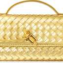 Joryin Woven Purse for Women Evening Clutch Woven Leather Handbags Crossbody Bag Purse Formal Evening Bag, Vegan Leather