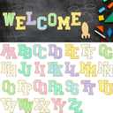 Mooliwe 52 Pcs 7 Inch Large Bulletin Board Letters with Adhesive Dots Alphabet Poster Cutout Letters for Bulletin Board Display Poster Classroom School Party Decor(Chenille,Colorful)
