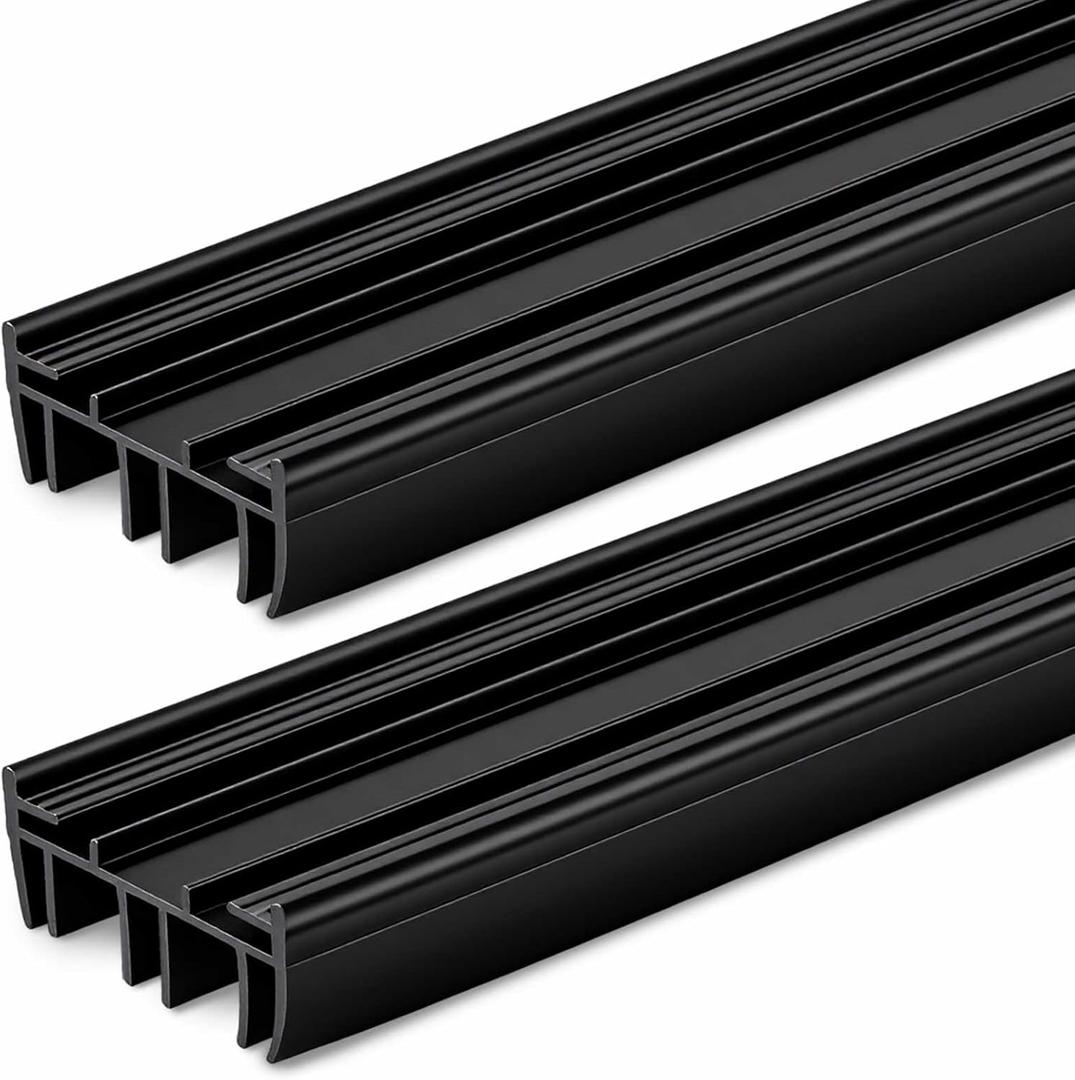Pushglossy 2 Pcs 36" Slide on Door Sweep 1-3/4" Wide Vinyl Weatherstrip Seal for Exterior Doors, Energy Efficient Draft Stopper, Easy Slide in Installation, Blocks Dust/Insects/Noise(Black)