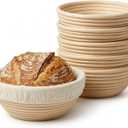 6 Pack Mini Round Banneton Proofing Basket Set 5 Inch, Natural Rattan Small Sourdough Bread Baskets with Linen Liners, Dough Baking Bowls for Professional & Home Bakers