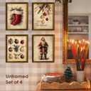 2 x Wheatwin Vintage Christmas Wall Art Decor, Merry Christmas Santa Claus Bathroom Wall Decor Posters Prints Set of 4, Christmas Wall Decor Gifts for Winter Holiday Living Room Bedroom Kitchen, 8x10 (Unframed)