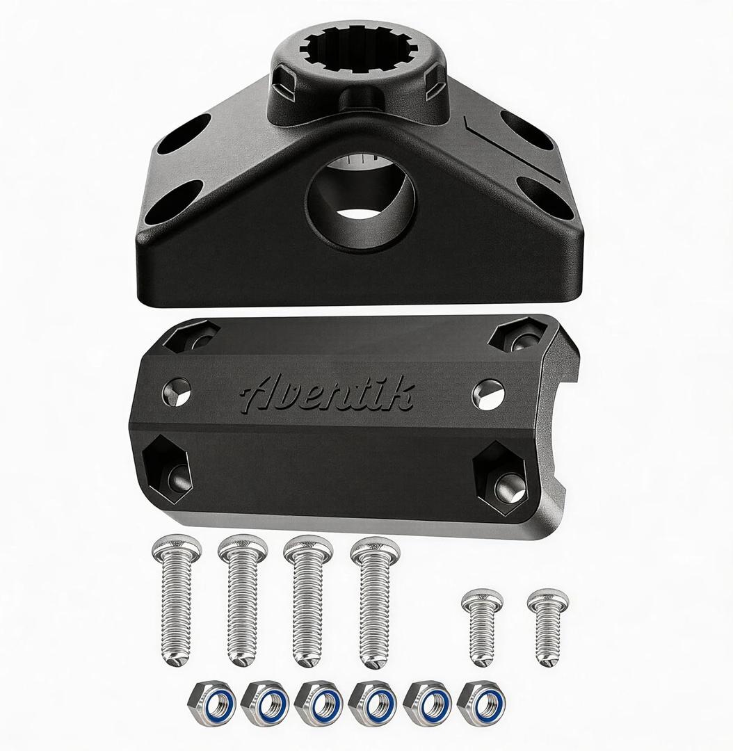 Rail Mount Adapter for Side Deck Mounting Bracket, Fit 7/8" & 1" Round/1" Square Rails Compatible with Scotty Accessories. (Rail Mount Adapter & Side Deck Mounting)